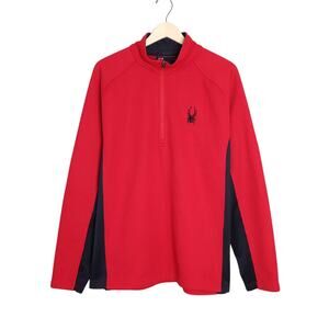 SPYDER Outbound Pullover Sweater Volcano Red 1/4 Zip Long Sleeve Men's 2XL